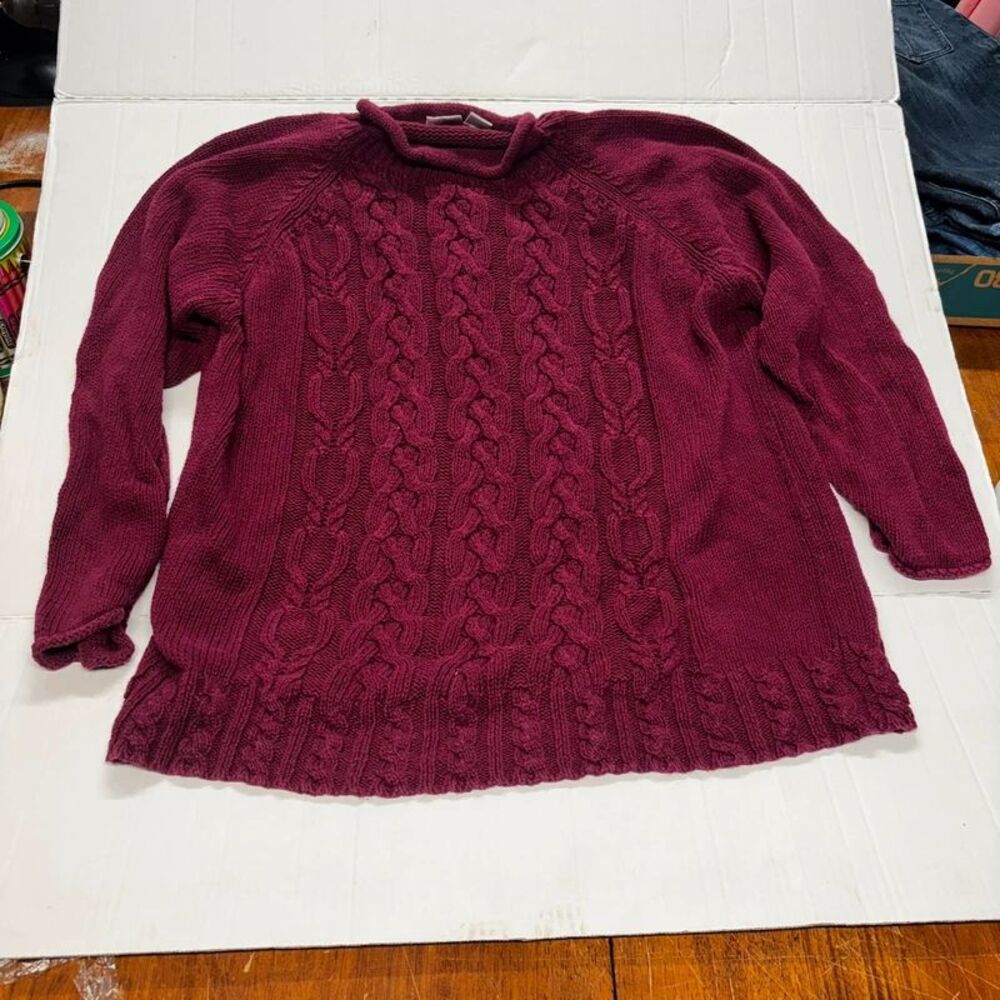 Hastings & Smith Women’s 2X Burgundy Cable Knit Sweater Cotton Blend Pullover